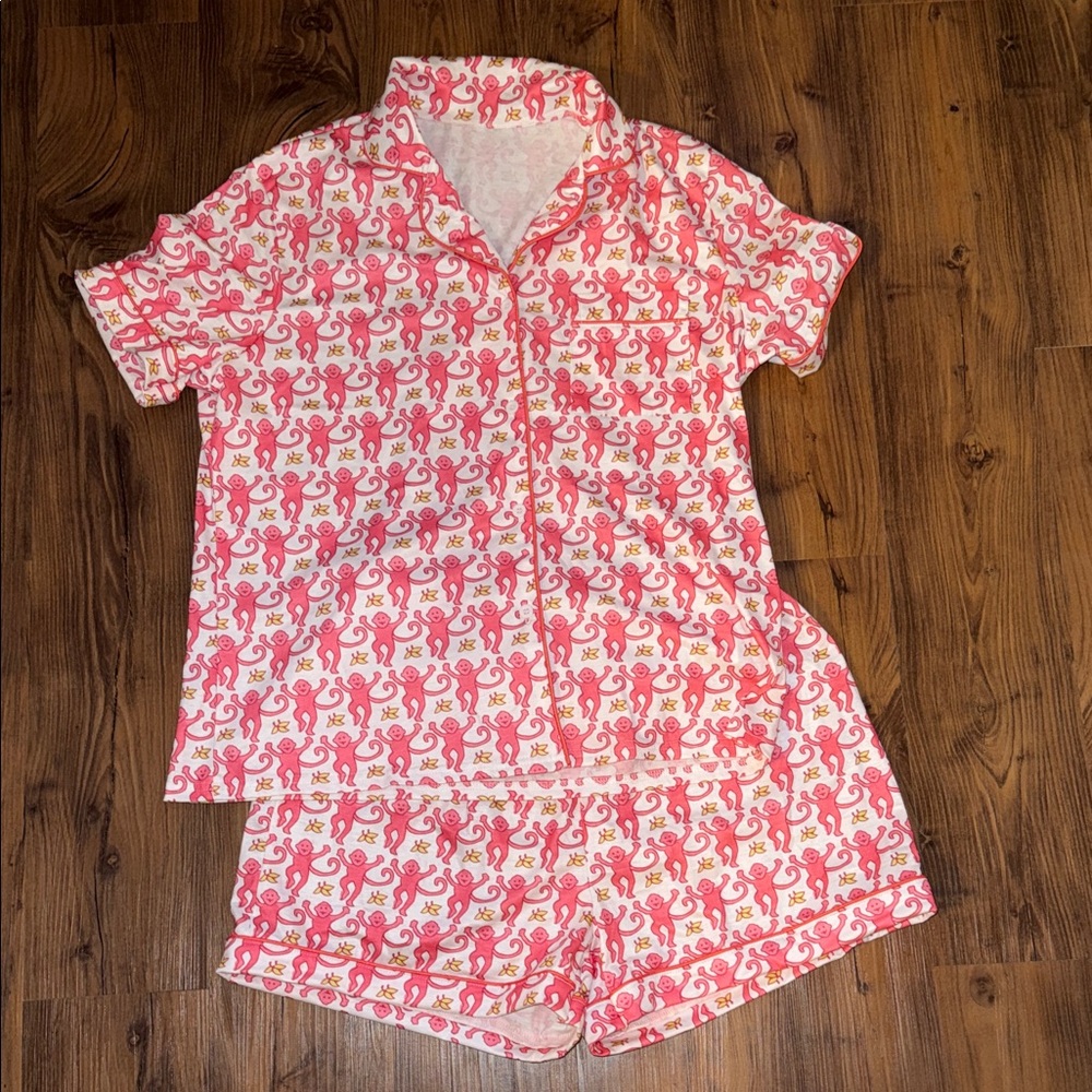 Pink Monkeys Pajama Short Set